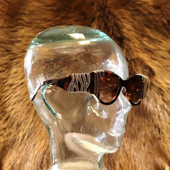 Accessories - Tortoise Sunglasses with Wide Rhinestone-Encrusted Arms